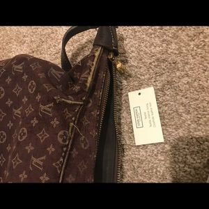 Authentic Louis Vuitton shoulder bag denim Leather